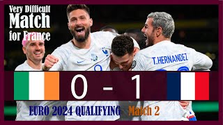 Ireland vs France 0-1 | Euro 2024 Qualifying Match 2 | (All Goals Highlights 2023) - France suffered