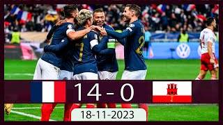 France vs Gibraltar 14-0 | 🔥 2024 Euro Qualifiers | Highlights and All Goals 2023