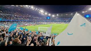 Man City fans singing Blue Moon after qualifying for the UEFA Champions League Final v Real Madrid