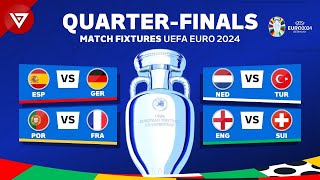 🔴 QUARTER FINALS UEFA EURO 2024 FIXTURES - Match Schedule Today EURO 2024 Quarter-Finals